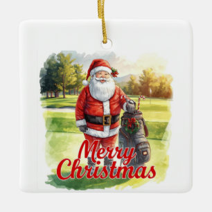 Golf Frohe Weihnachten mit dem Weihnachtsmann Keramikornament