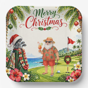 Golf Frohe Weihnachten mit dem Weihnachtsmann Pappteller