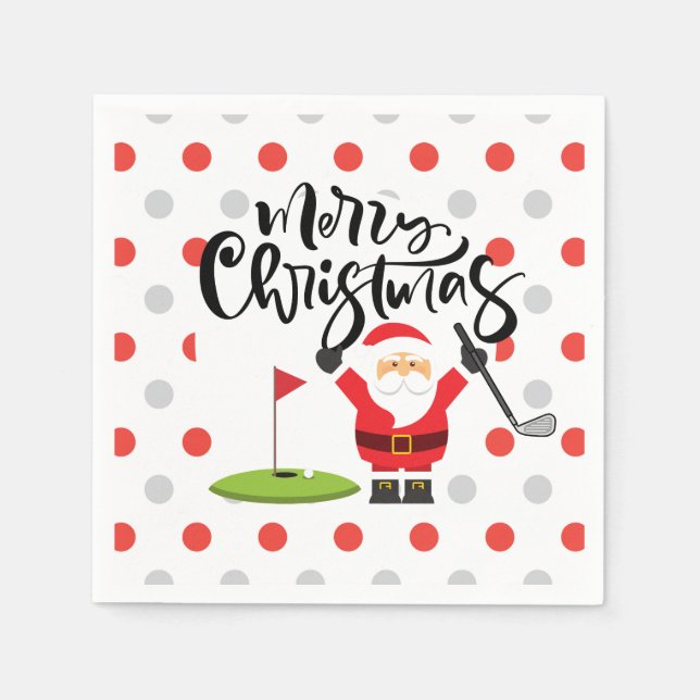 Golf Frohe Weihnachten mit dem Weihnachtsmann Serviette (Vorderseite)