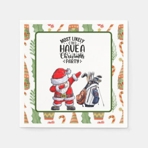 Golf Frohe Weihnachten mit dem Weihnachtsmann Serviette