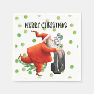 Golf Frohe Weihnachten mit dem Weihnachtsmann Serviette
