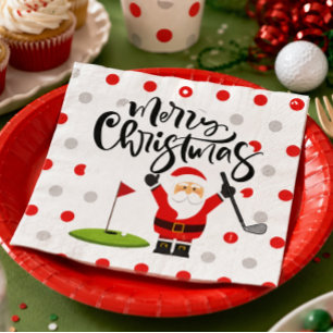 Golf Frohe Weihnachten mit dem Weihnachtsmann Serviette