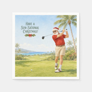 Golf Frohe Weihnachten mit dem Weihnachtsmann Serviette