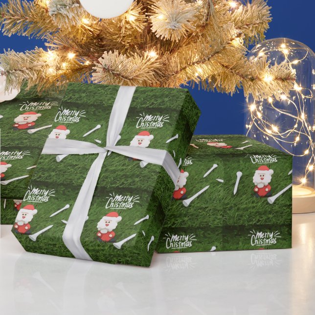 Golf Frohe Weihnachten mit dem Weihnachtsmann und  Geschenkpapier (Feiertage)