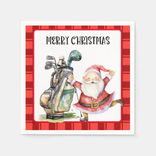 Golf Frohe Weihnachten mit dem Weihnachtsmann und  Serviette
