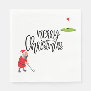 Golf Frohe Weihnachten mit dem Weihnachtsmann und  Serviette