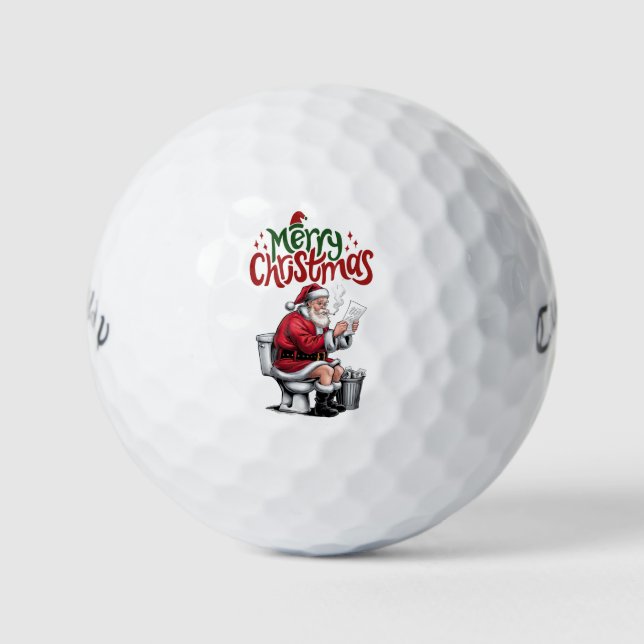 Golf Frohe Weihnachten mit dem Weihnachtsmann zum  Golfball (Vorderseite)