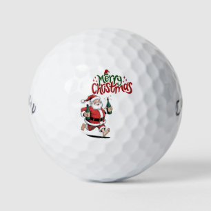 Golf Frohe Weihnachten mit dem Weihnachtsmann zum  Golfball