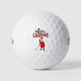 Golf Frohe Weihnachten mit dem Weihnachtsmann zum  Golfball