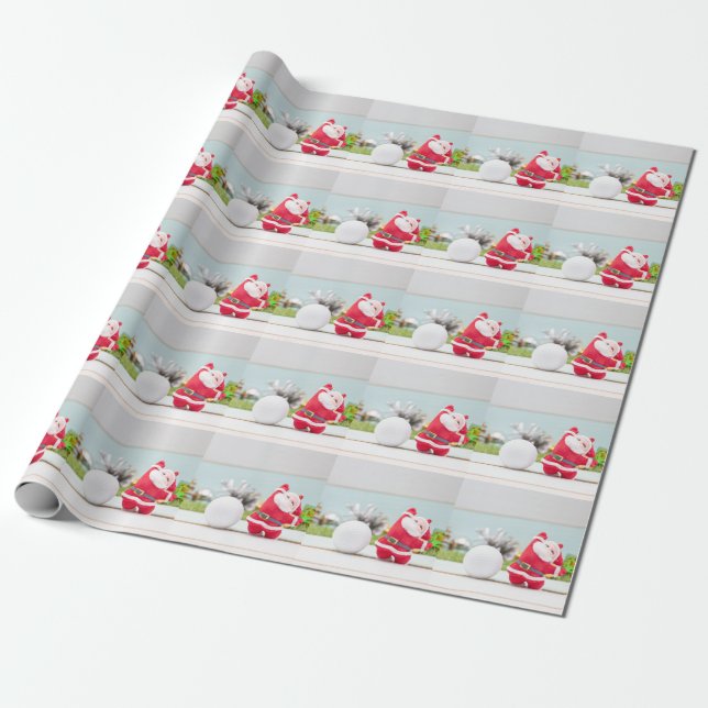 Golf Frohe Weihnachten mit Golf Ball Santa Claus Geschenkpapier (Ungerollt)