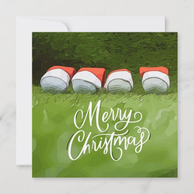 Golf Frohe Weihnachten mit Golfball auf grünem Gra Karte (Vorderseite)