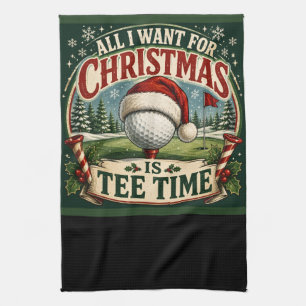 Golf Frohe Weihnachten mit Golfball Geschirrtuch