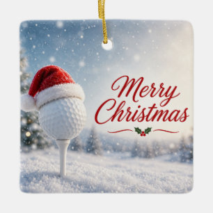 Golf Frohe Weihnachten mit Santa Hut Golfball Keramikornament