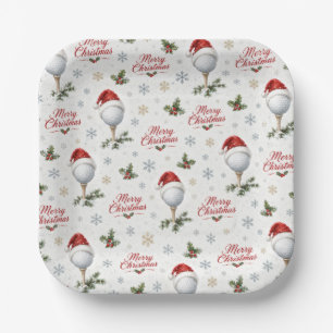 Golf Frohe Weihnachten mit Santa Hut Pappteller