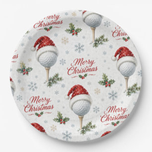 Golf Frohe Weihnachten mit Santa Hut Pappteller