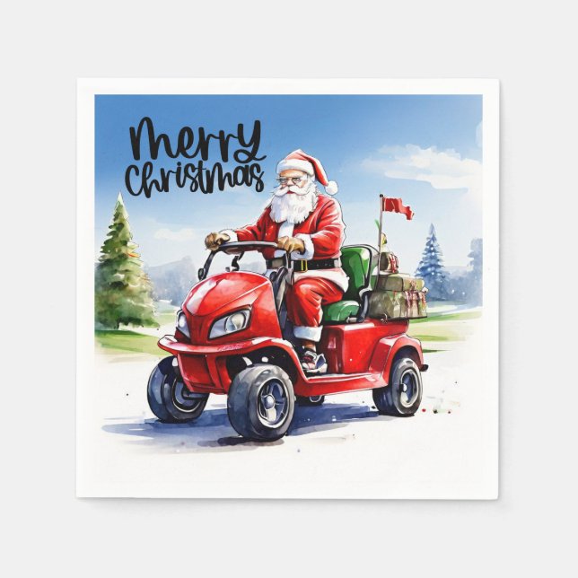 Golf Frohe Weihnachten mit Weihnachtsmann und rote Serviette (Vorderseite)