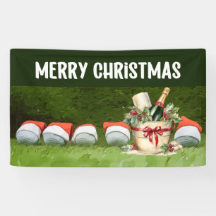 Golf Frohe Weihnachtsbälle tragen Weihnachtsmannmü Banner