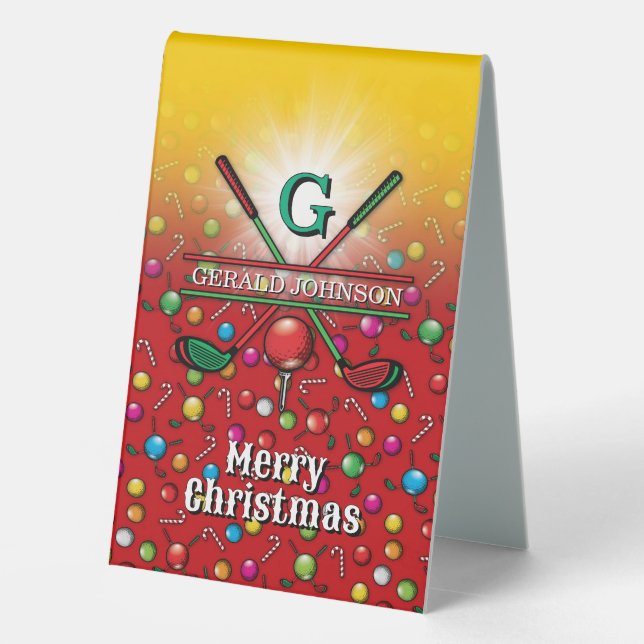 Golf Frohe Weihnachtsgestaltung Tischaufsteller (Rückseite)