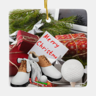 Golf Frohe Weihnachtskarte zu Geschenken an Golfer Keramikornament