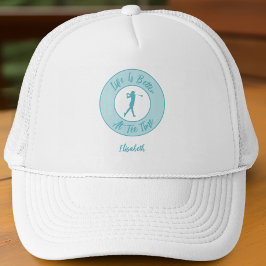 Golf Funny Ladies Golfer Tee Time Teal Truckerkappe
