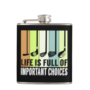 Golf Funny Life Chores Clubs Flachmann