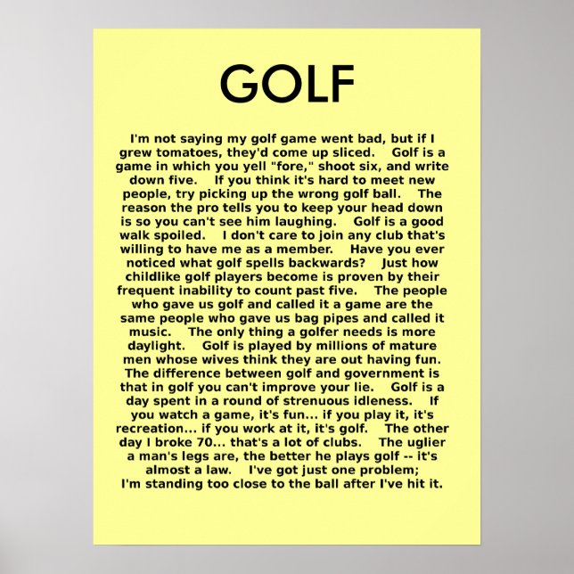 Golf Funny Poster Spaß (Vorne)