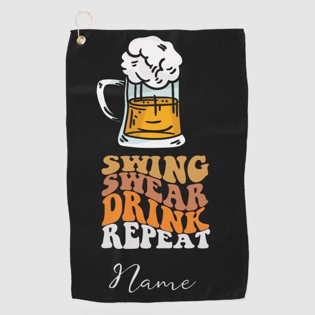 Golf Funny Sprichwort Swing Sweet Drink wiederhole Golfhandtuch (Vorderseite)