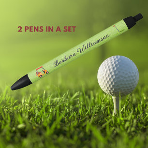 Golf Gal Cart Clubs Flag Personalisierter Name Pen Kugelschreiber