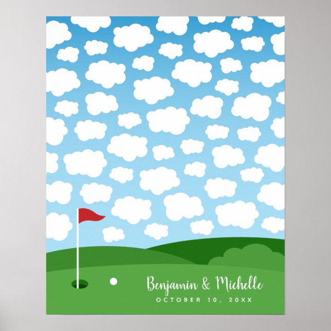 Golf Gästebuchplakat - 50 Unterschriften Poster (Vorne)