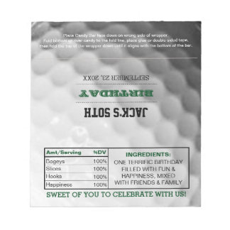 Golf Gastgeschenk Chocolate Candy Wrappers Notizblock
