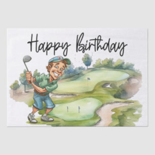 Golf Geburtstag mit goldener Wasserfarbe Seidenpapier