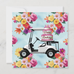 Golf Geburtstag Thema mit Golfwagen für Golfer Karte