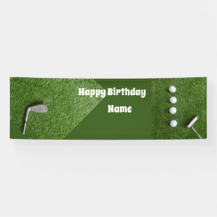 Golf-Geburtstagsbanner mit Golfbälle auf Grün Banner