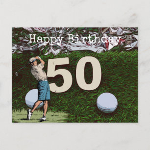 Golf-Geburtstagskarte mit Golfball Postkarte