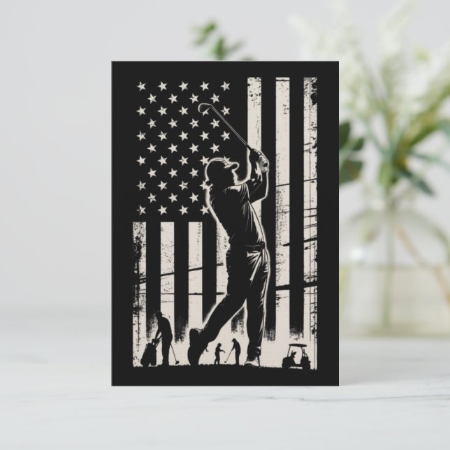 Golf-Geschenke mit amerikanischer Flagge zum Gebur Einladung (Stehend Vorderseite)