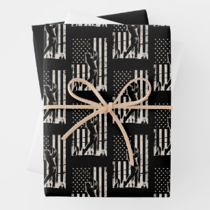 Golf-Geschenke mit amerikanischer Flagge zum Gebur Geschenkpapier Set