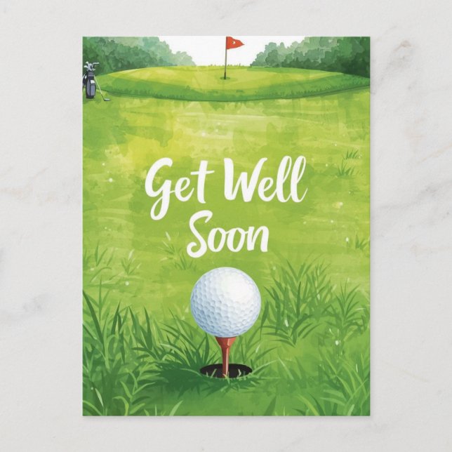 Golf Get Well-bald Card - Aquarellgolfplatz Postkarte (Vorderseite)