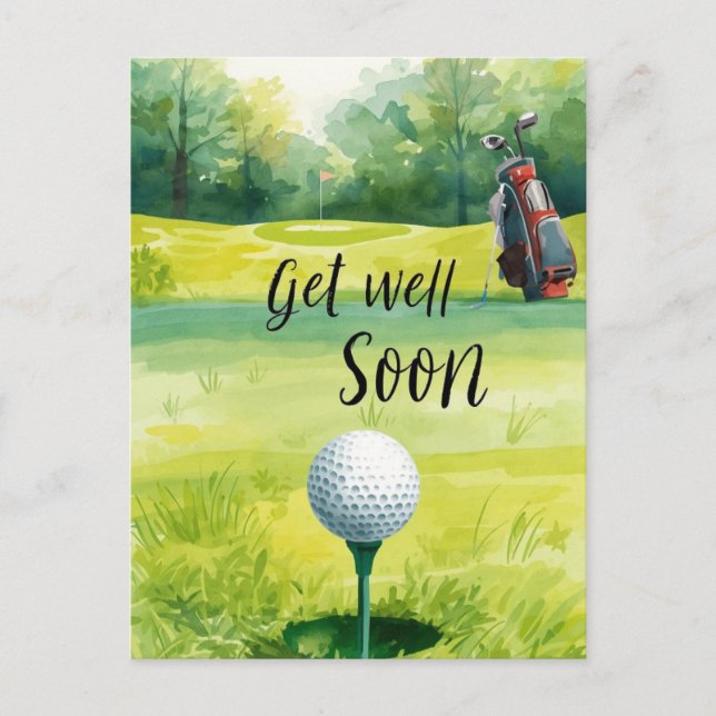 Golf Get Well-bald Card - Aquarellgolfplatz Postkarte (Vorderseite)