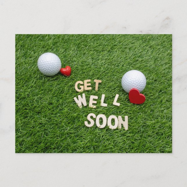 Golf Get well Soon Card with Golf and Tee Postkarte (Vorderseite)