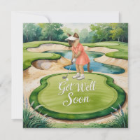 Golf Get Well Well Balon Card für Katzenliebhaber