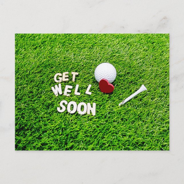 Golf Get Well Well Beon mit Golfball auf grüner Li Postkarte (Vorderseite)