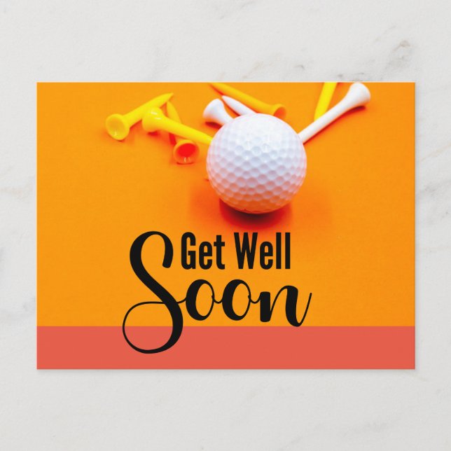 Golf Get Well Well Beyond Bour mit Golf Ball und T Postkarte (Vorderseite)