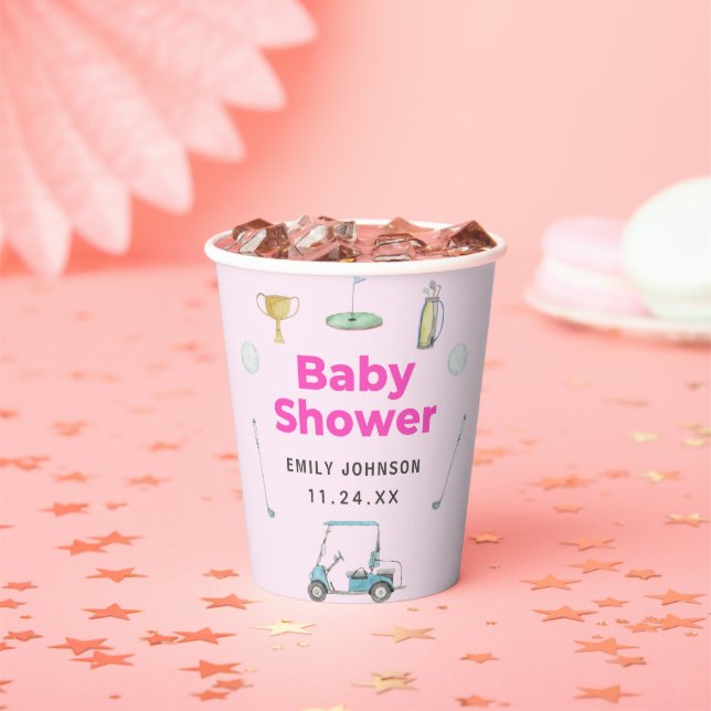 Golf Girl Baby Dusche Pappbecher (Insitu)