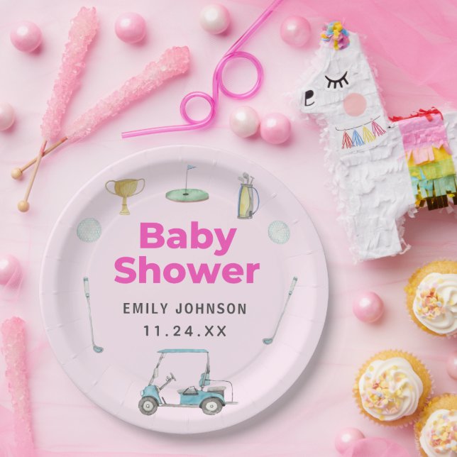 Golf Girl Baby Dusche Pappteller (Party)