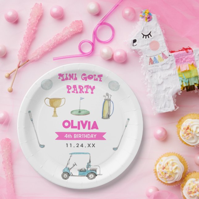 Golf Girl Birthday Party Pappteller (Party)