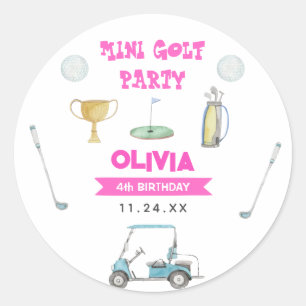 Golf Girl Birthday Party Runder Aufkleber