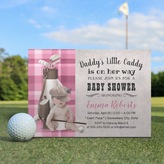 Golf Girl Future Golfer Niedlich Caddy Baby Dusche Einladung (Von Creator hochgeladen)