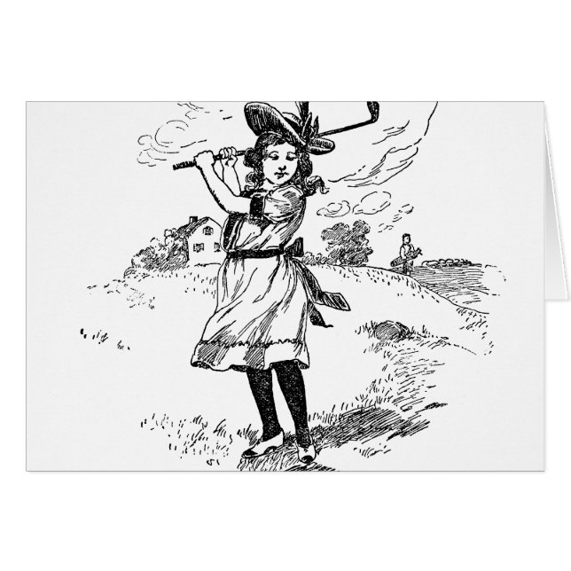 Golf Girl Golfing Art Vintage (Devant horizontal)