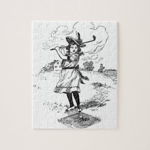 Golf Girl Golfspielen Vintage Kunst