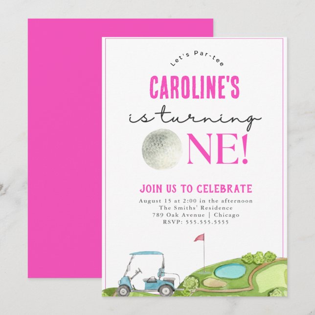 Golf Girls First Birthday Invitation (Devant / Derrière)